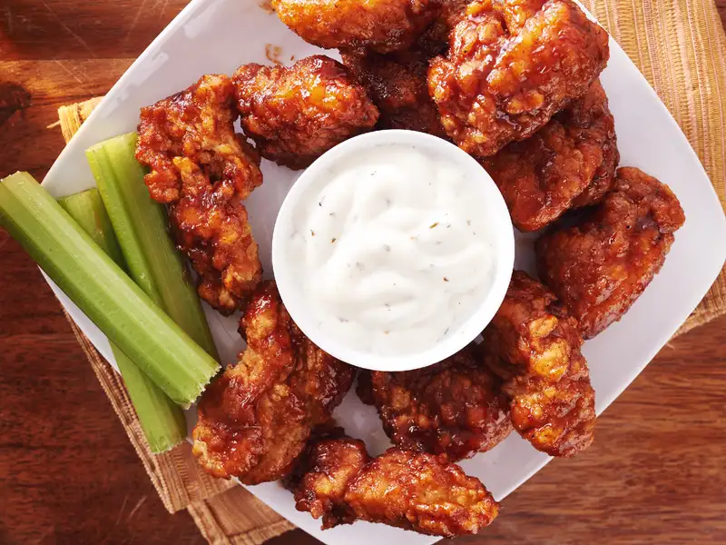 Wine with snacks - Chicken Wings Including Spicy and Barbecue Styles